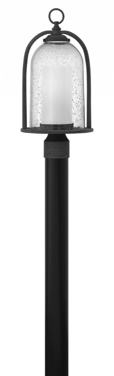 Picture of 100w Outdoor Quincy MED Clear Seedy and White Aged Zinc Post Top/ Pier Mount