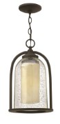 Picture of 100w Outdoor Quincy MED Clear Seedy and Amber Oil Rubbed Bronze Hanging