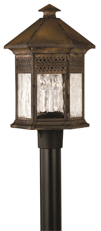 Picture of 40w Outdoor Westwinds CAND Clear Water Glass Panels Sienna Post Top/ Pier Mount