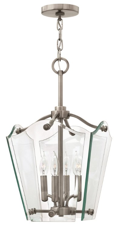 Foto para 60w Foyer Wingate CAND Clear Beveled Panels Polished Antique Nickel Single Tier Foyer