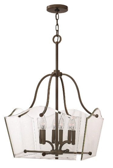 Picture of 60w Chandelier Wingate CAND Clear Beveled Panels Oil Rubbed Bronze Single Tier Foyer