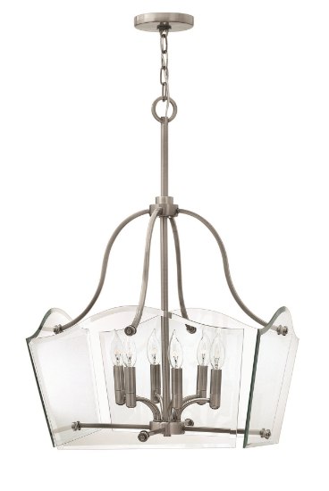 Picture of 60w Chandelier Wingate CAND Clear Beveled Panels Polished Antique Nickel Single Tier Foyer