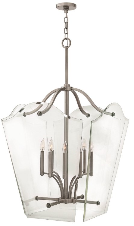 Foto para 60w Foyer Wingate CAND Clear Beveled Panels Polished Antique Nickel Single Tier Foyer