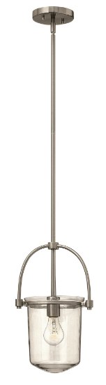 Foto para 100w Foyer Clancy MED Clear Brushed Nickel Stem Hung Pendant