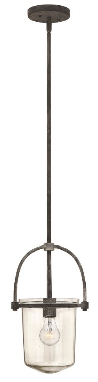 Picture of 100w Foyer Clancy MED Clear Aged Zinc Stem Hung Pendant