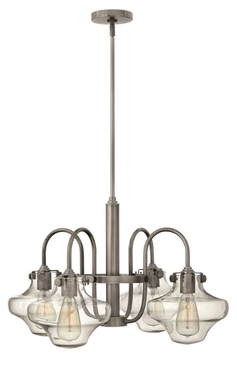 Foto para 100w Chandelier Congress MED Clear Glass Antique Nickel Stem Hung Downlight