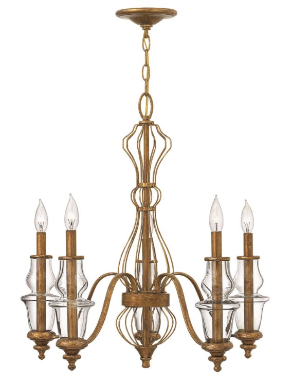 Picture of 60w Chandelier Celine CAND Clear Antique Gold Leaf Single Tier
