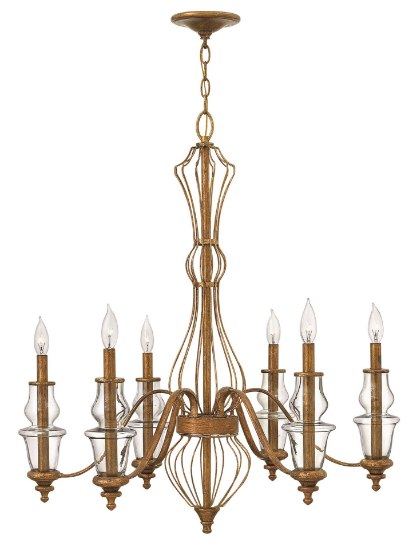 Foto para 60w Chandelier Celine CAND Clear Antique Gold Leaf Single Tier Foyer