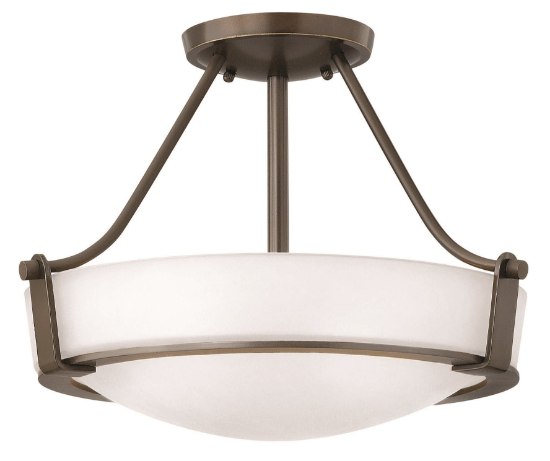 Foto para 100w Foyer Hathaway MED Etched Olde Bronze Semi-flush Mount