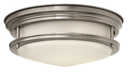 Foto para 16w Foyer Hadley LED Etched Opal Antique Nickel Flush Mount