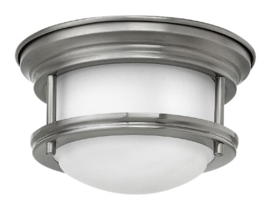 Foto para 16w Foyer Hadley LED Etched Opal Antique Nickel Flush Mount