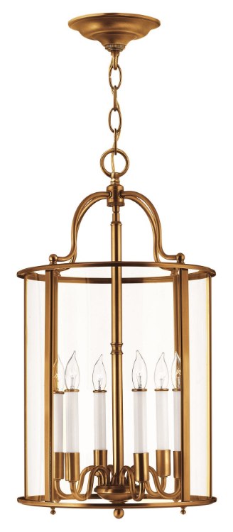 Picture of 60w Foyer Gentry CAND Clear Rounded Panels Heirloom Brass Single Tier Foyer