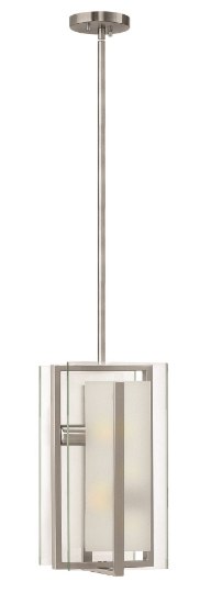 Foto para 100w Mini-Pendant Latitude MED Clear Beveled Inside-Etched Brushed Nickel Stem Hung Pendant