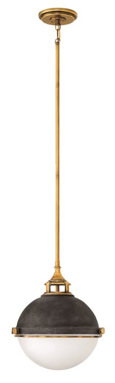 Foto para 100w Pendant Fletcher MED Etched Opal Aged Zinc Stem Hung Pendant