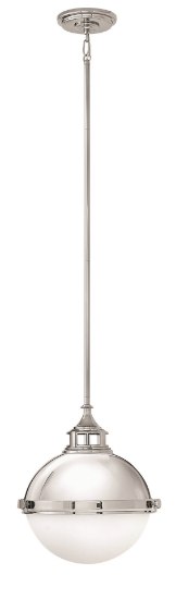 Foto para 100w Pendant Fletcher MED Etched Opal Polished Nickel Stem Hung Pendant