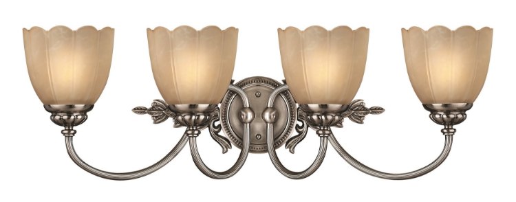 Foto para 100w Bath Isabella MED Marbled Etched Amber Polished Antique Nickel Bath Four Light