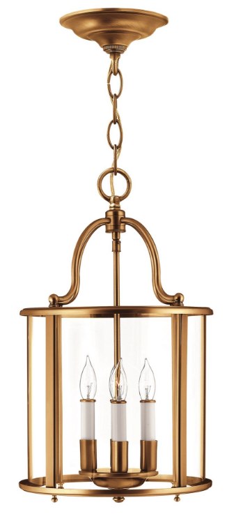 Picture of 60w Foyer Gentry CAND Clear Rounded Panels Heirloom Brass Single Tier Foyer