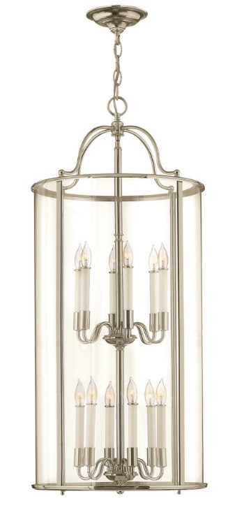 Foto para 60w Foyer Gentry CAND Clear Rounded Panels Polished Nickel Two Tier Foyer