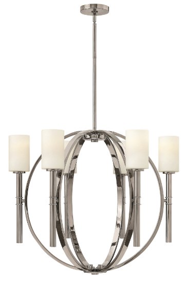 Foto para 100w Chandelier Margeaux MED Etched Opal Polished Nickel Stem Hung