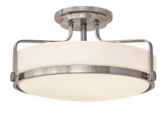 Foto para 100w Foyer Harper MED Etched Opal Brushed Nickel Semi Flush Mount