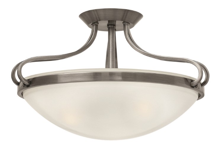 Picture of 100w Foyer Paxton MED Clear Etched Polished Antique Nickel Semi-flush Mount