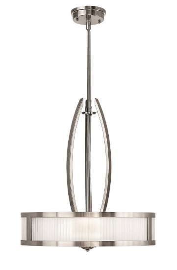 Foto para 100w Foyer Meridian MED Thick Faceted Clear Inside Etched Brushed Nickel Inverted Pendant