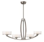 Foto para 60w Chandelier Meridian G-9 Thick Faceted Clear Inside Etched Brushed Nickel Stem Hung Linear