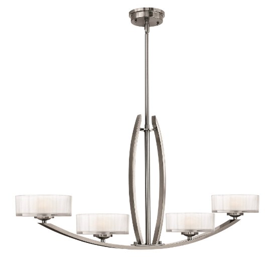 Foto para 60w Chandelier Meridian G-9 Thick Faceted Clear Inside Etched Brushed Nickel Stem Hung Linear