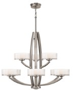 Foto para 60w Chandelier Meridian G-9 Thick Faceted Clear Inside Etched Brushed Nickel Two Tier Foyer