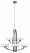 Foto para 60w Chandelier Meridian G-9 Thick Faceted Clear Inside Etched Brushed Nickel Two Tier Foyer