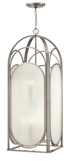 Picture of 60w Foyer Astor CAND Ribbed Etched Brushed Nickel Two Tier Foyer