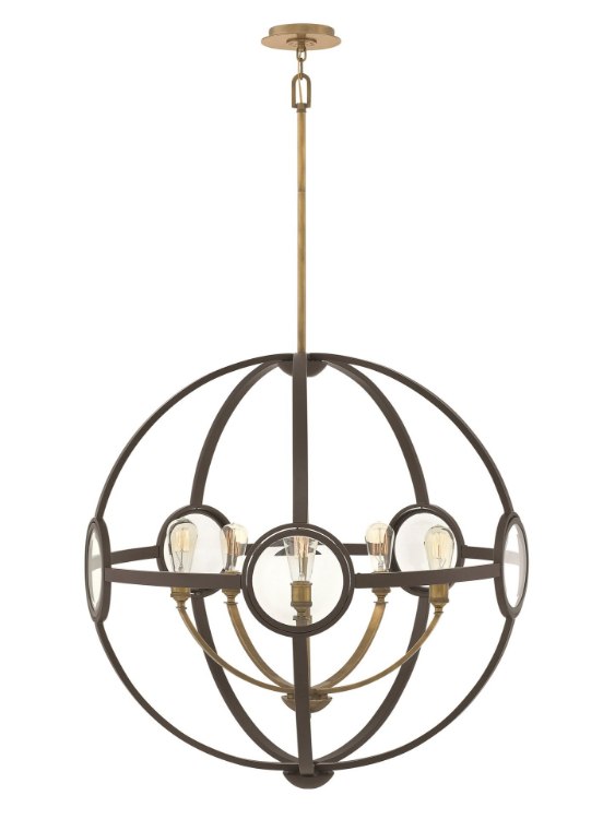 Foto para 100w Chandelier Fulham MED Clear Beveled Buckeye Bronze Single Tier