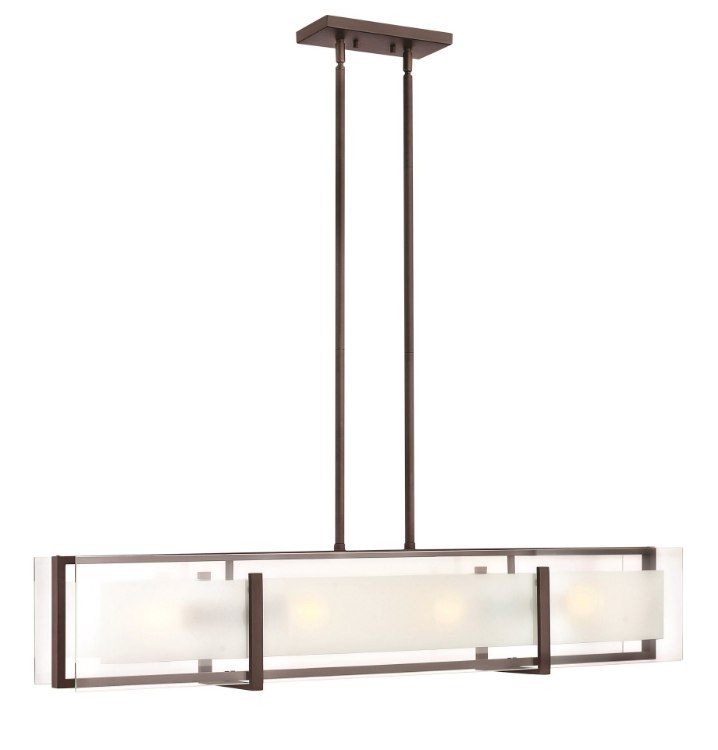 Foto para 100w Chandelier Latitude MED Clear Beveled Inside-Etched Oil Rubbed Bronze Stem Hung Linear