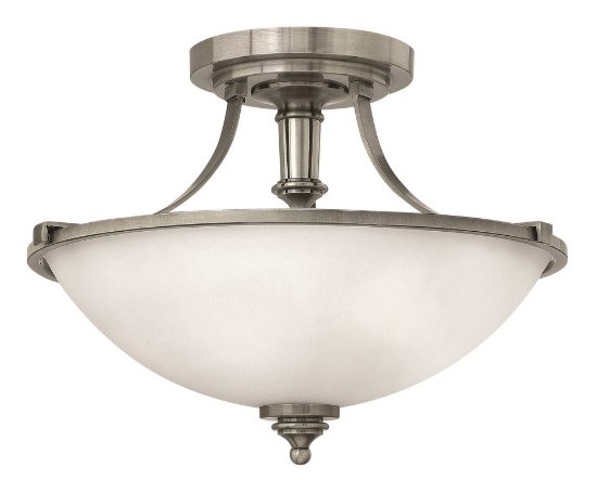 Picture of 100w Foyer Truman MED Etched Opal Antique Nickel Semi-flush Mount