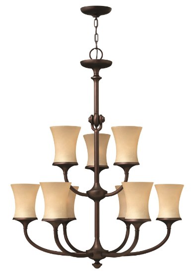 Picture of 75w Chandelier Thistledown MED Amber Linen Victorian Bronze Two Tier Foyer