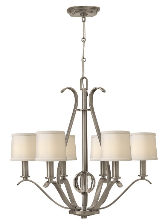 Foto para 60w Chandelier Clara CAND Etched Opal Brushed Nickel Single Tier Foyer