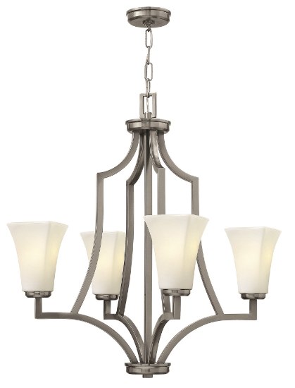 Foto para 100w Chandelier Spencer MED Etched Opal Brushed Nickel Single Tier