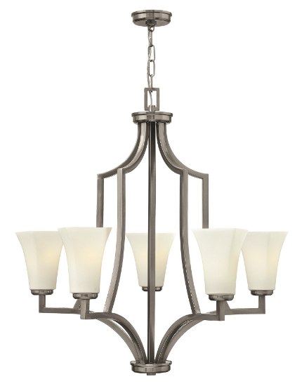 Foto para 100w Chandelier Spencer MED Etched Opal Brushed Nickel Single Tier