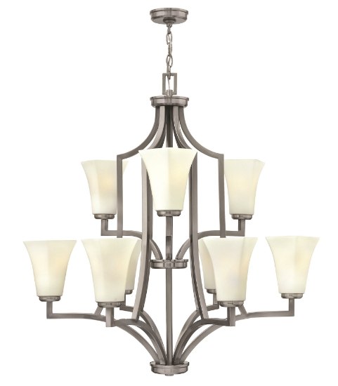 Foto para 100w Chandelier Spencer MED Etched Opal Brushed Nickel Two Tier Foyer