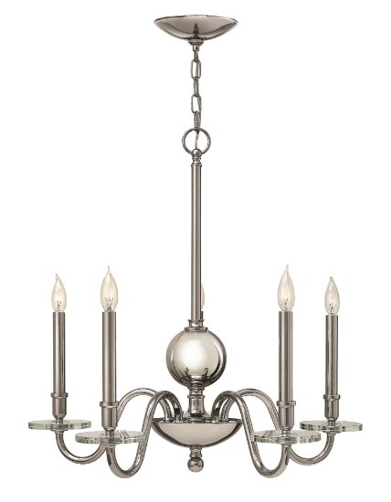 Foto para 60w Chandelier Everly CAND Polished Nickel Single Tier