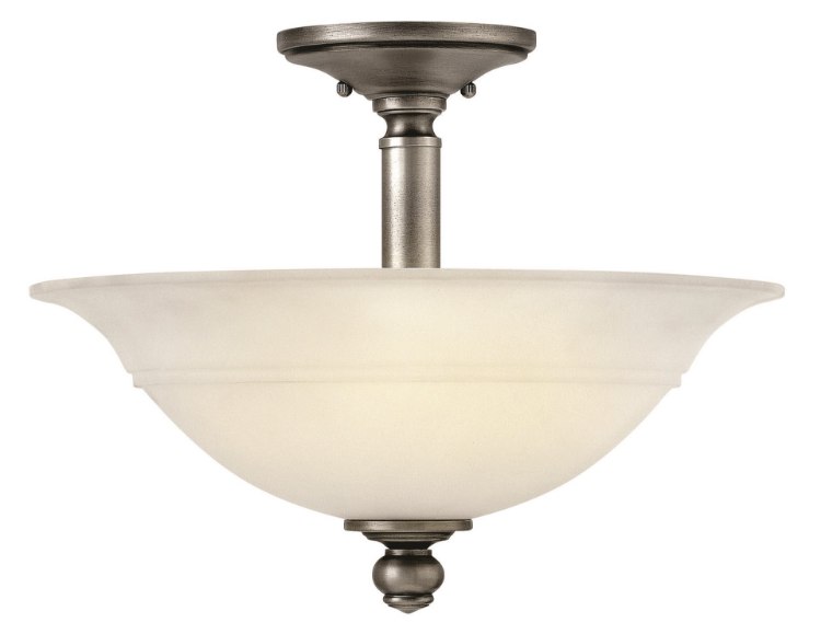 Foto para 75w Foyer Plymouth MED Etched Opal Polished Antique Nickel Semi-flush Mount