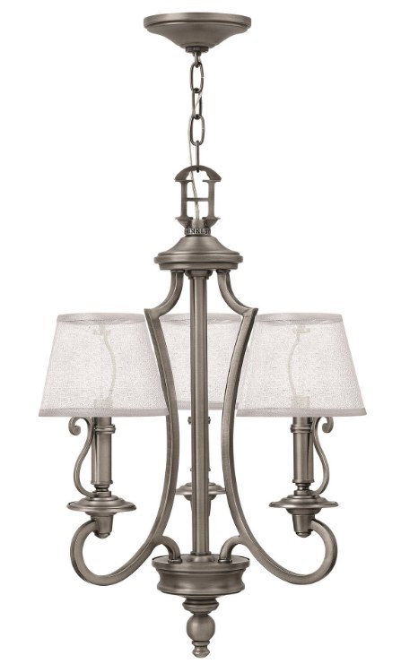 Foto para 60w Chandelier Plymouth CAND Polished Antique Nickel Three Light