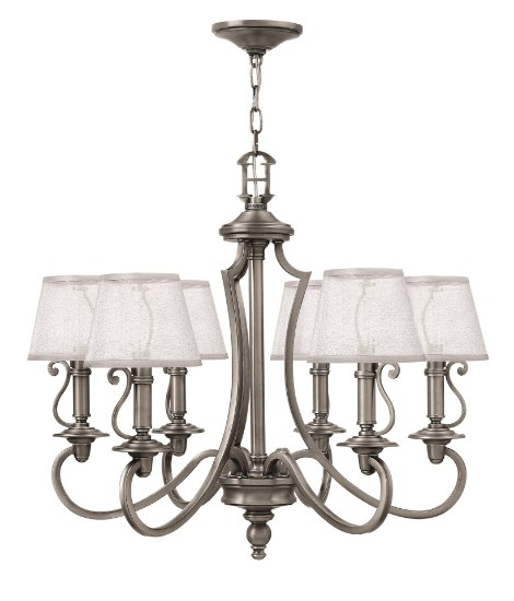 Foto para 60w Chandelier Plymouth CAND Polished Antique Nickel Single Tier Foyer