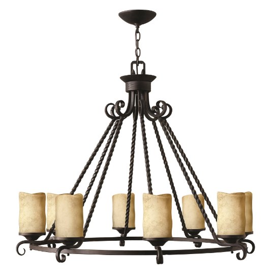 Foto para 100w Chandelier Casa MED Antique Scavo Olde Black Single Tier Foyer