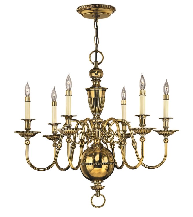 Picture of 60w Chandelier Cambridge CAND Burnished Brass Single Tier Foyer