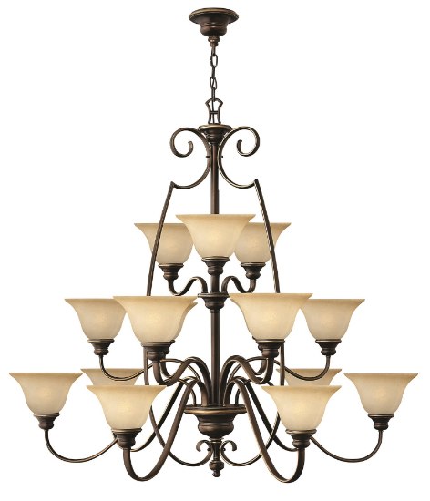 Foto para 60w Chandelier Cello MED Vintage Faux Alabaster Antique Bronze Three Tier Foyer