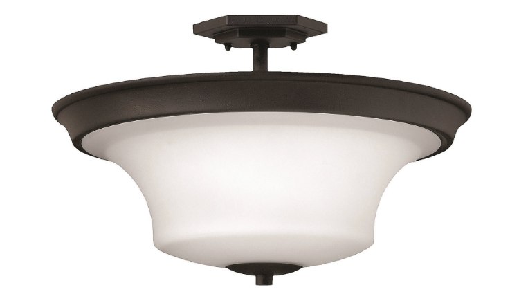 Picture of 100w Foyer Brantley MED Etched White Textured Black Semi-flush Mount