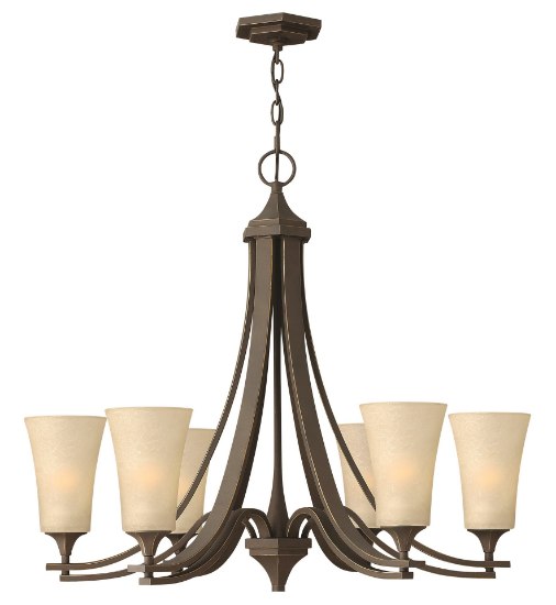 Foto para 100w Chandelier Brantley MED Marbled Amber Oil Rubbed Bronze Single Tier