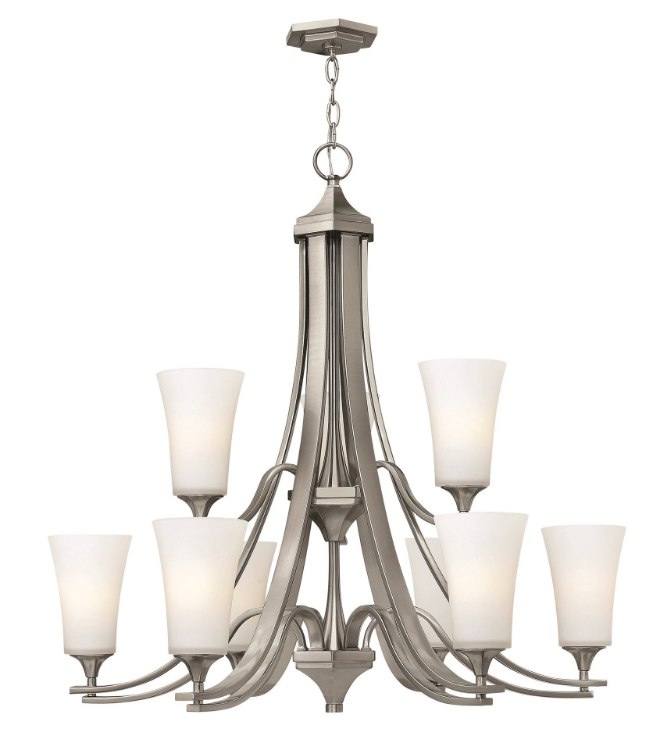 Foto para 75w Chandelier Brantley MED Etched Opal Brushed Nickel Two Tier Foyer