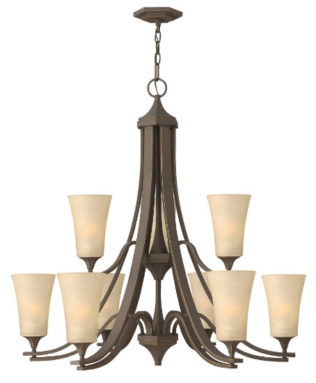 Picture of 75w Chandelier Brantley MED Marbled Amber Oil Rubbed Bronze Two Tier Foyer